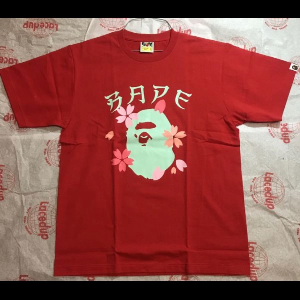 Bape Sakura Ape Head Tee- Red